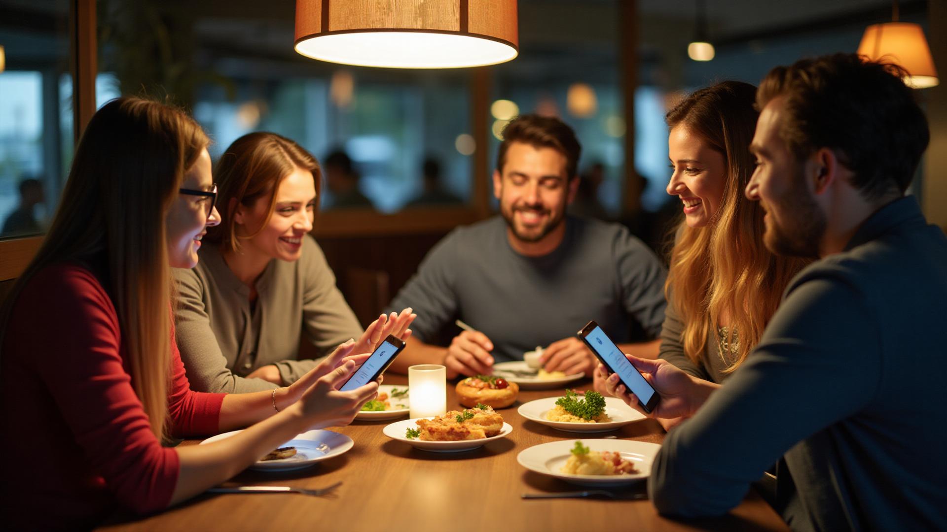 Group splitting restaurant bill with tip calculator - how to divide check fairly among friends