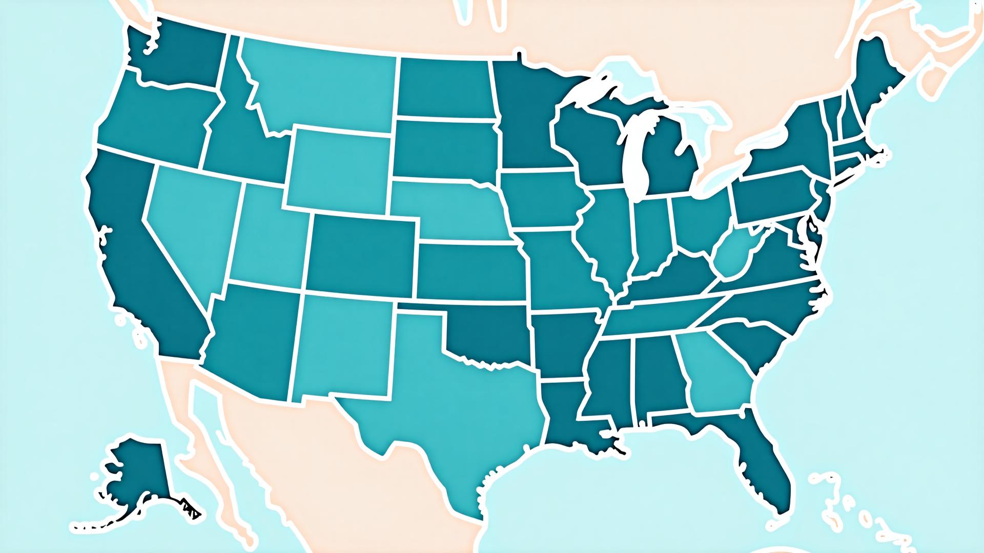 Map of United States showing regional tipping differences by state