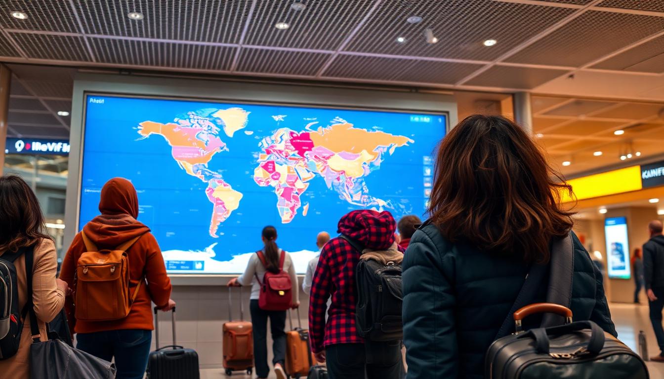 International travelers at airport - world tipping guide